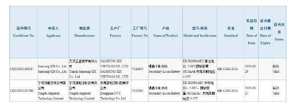 三星S21Ultra國行版入網(wǎng):搭載5000mAh大電池