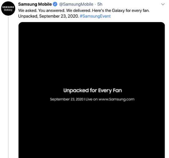 三星Galaxy S20 Fan Edition官宣:9月23號發(fā)布