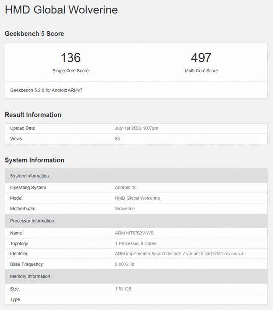 諾基亞3.4現(xiàn)身GeekBench,參數(shù)配置介紹