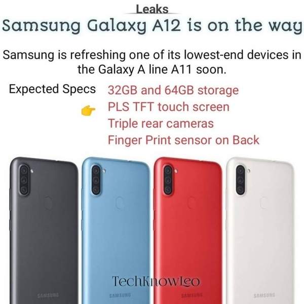 三星Galaxy A12新機曝光,后置三攝+物理指紋即將發(fā)布