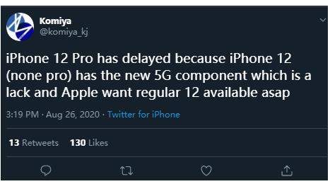 iPhone12Pro將推遲發(fā)布,或因新款5G部件短缺