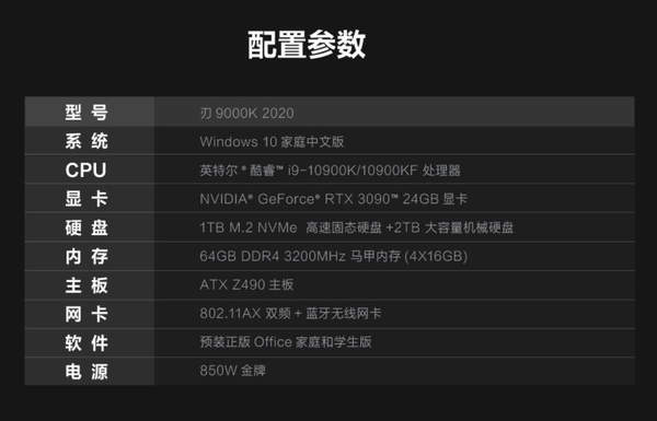 新款拯救者刃9000K臺式機發(fā)布:酷睿十代i9處理器,售價25999元