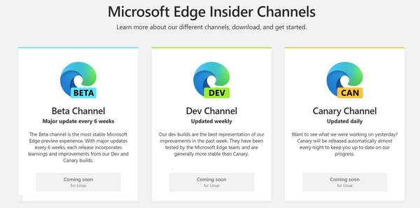 微軟Edge瀏覽器即將推出Linux版本,提供三種通道版本