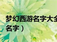 夢幻西游名字大全唯美情侶（求夢幻西游情侶名字）